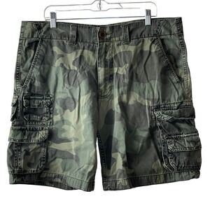 Arizona Jean Co Mens Camo Cargo Shorts Green 36 Cotton Woodland Military Utility
